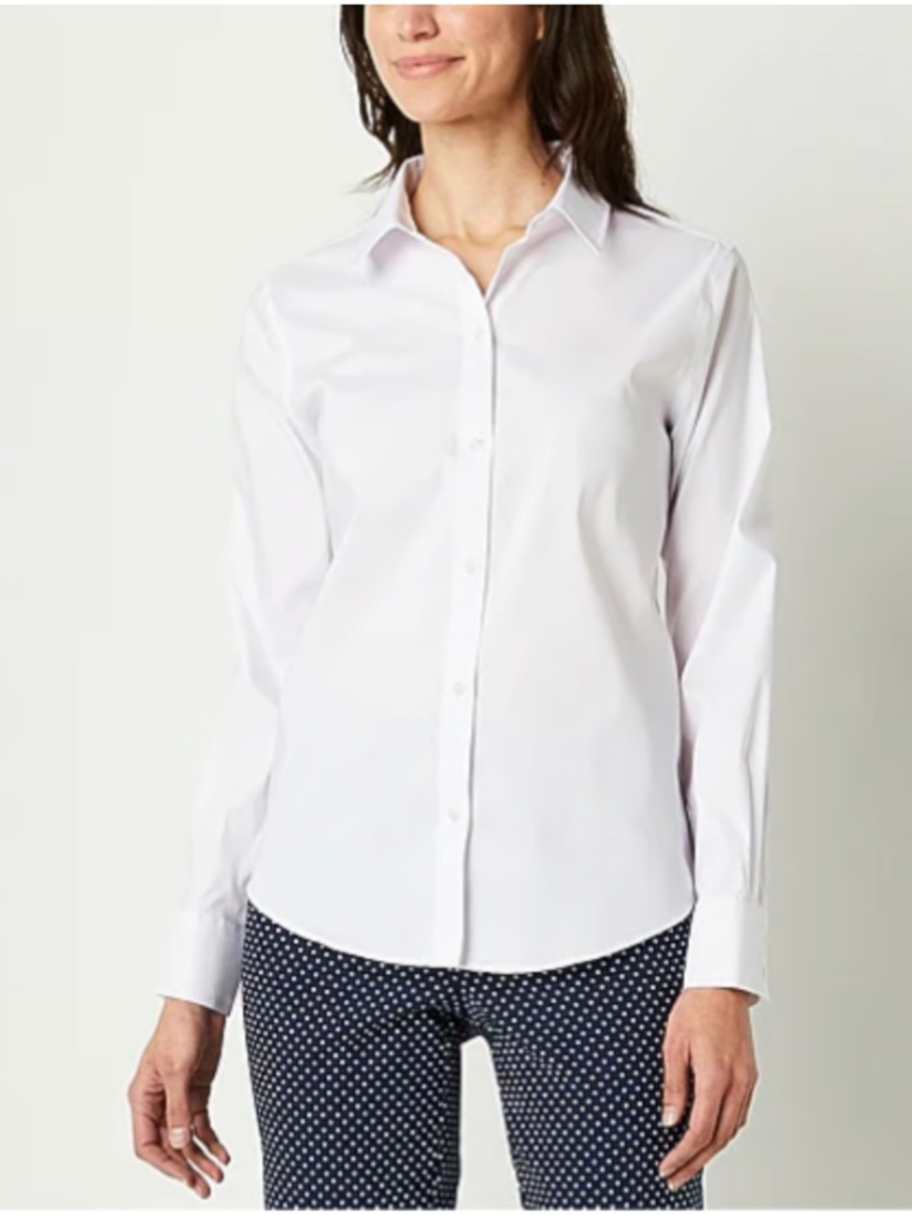 Women’s White Long Sleeve Button Down Shirt